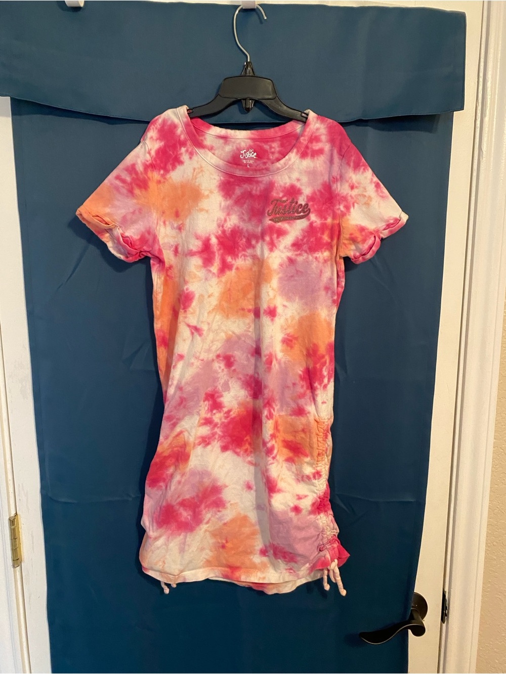Justice Pink, Orange & White Tie-Dye Tee Dress